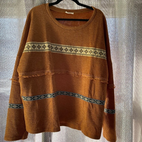 And the Why Aztec Fringe Sweater, Size 1X - Like New! - Picture 2 of 5
